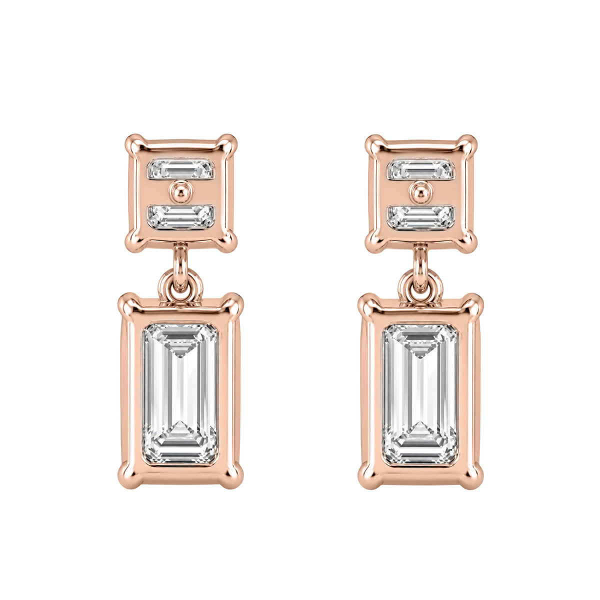 3-5 ctw Emerald-Asscher Stud Earrings