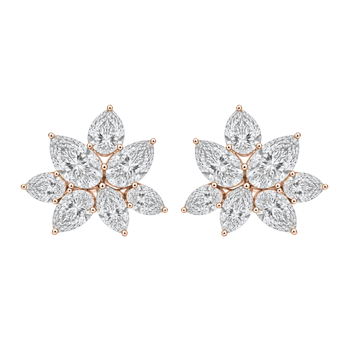 3 ctw Pear-Marquise Stud Earrings