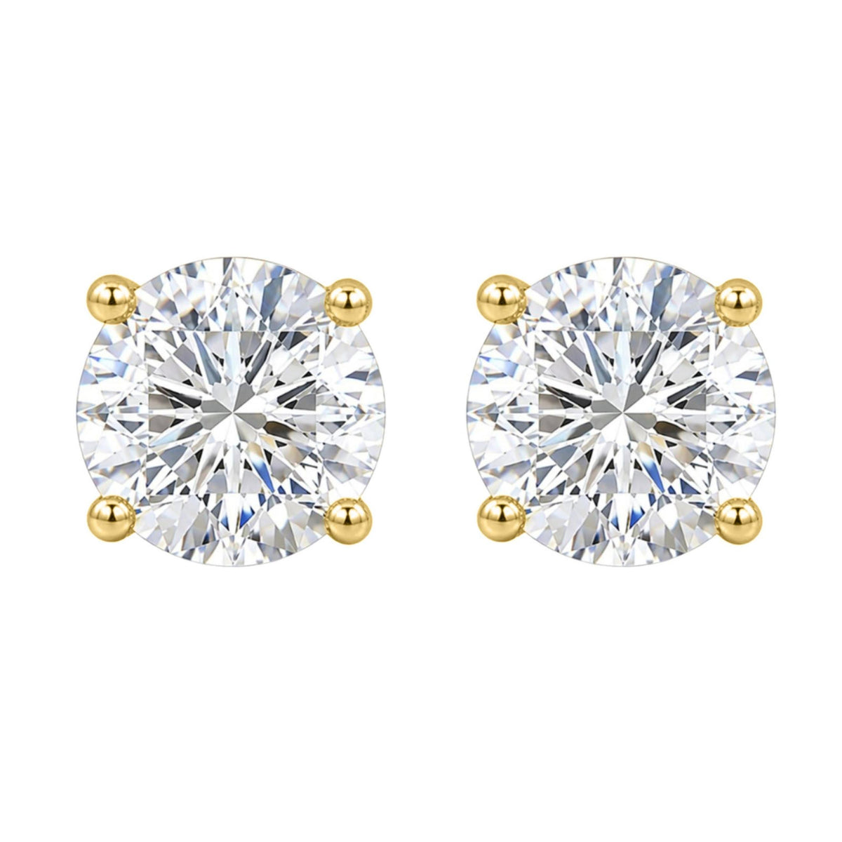 Diamonair Solitaire 4 Prong Earrings Set - Lab Grown Diamond 14K Gold Solitaire 4 Prong Earrings