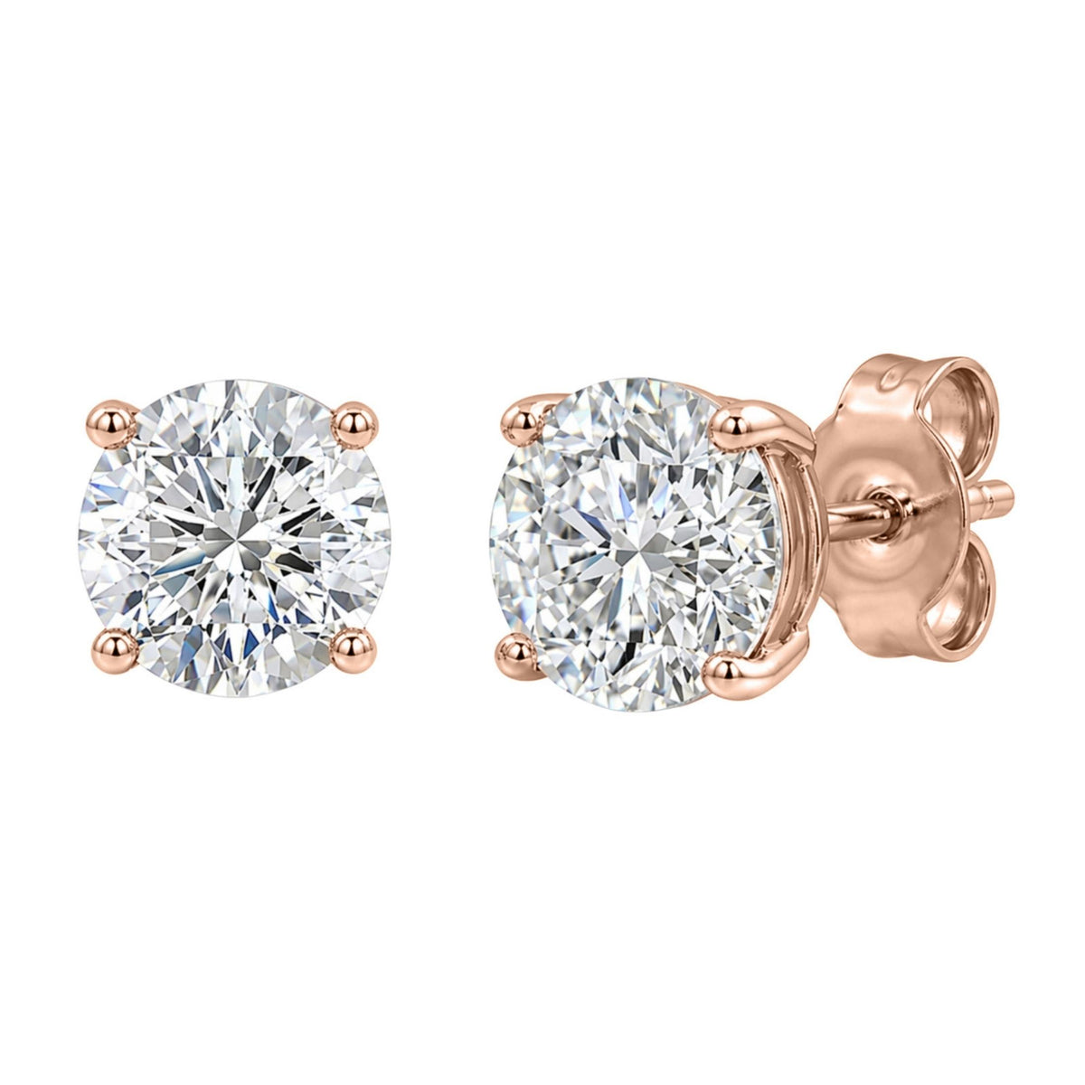 Diamonair Solitaire 4 Prong Earrings Set - Lab Grown Diamond 14K Gold Solitaire 4 Prong Earrings