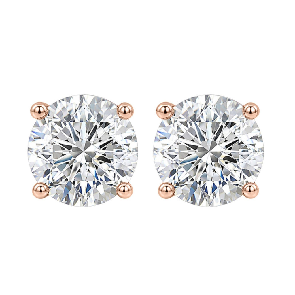 Diamonair Solitaire 4 Prong Earrings Set - Lab Grown Diamond 14K Gold Solitaire 4 Prong Earrings