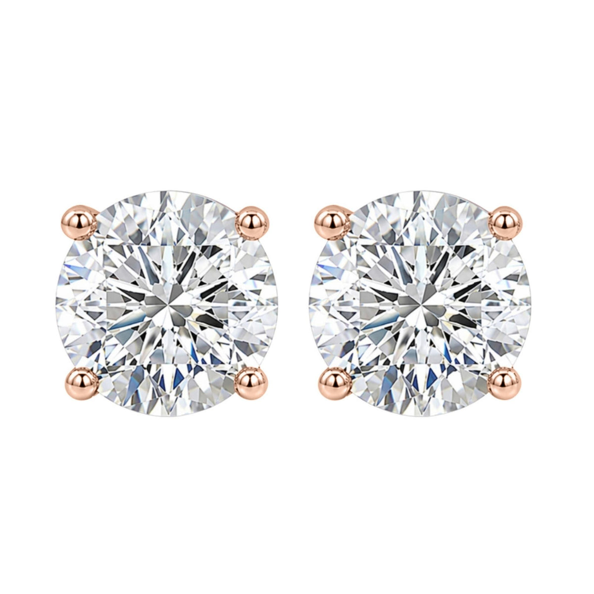 Diamonair Solitaire 4 Prong Earrings Set - Lab Grown Diamond 14K Gold Solitaire 4 Prong Earrings