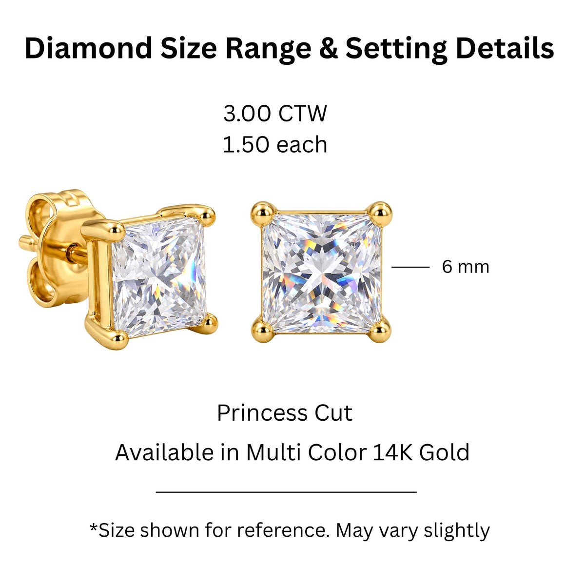 Diamonair Solitaire 4 Prong Earrings Set - Lab Grown Diamond 14K Gold Solitaire 4 Prong Earrings
