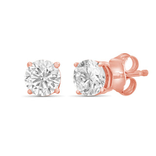 1/4 - 1.50 Carat T.W. Round-cut Lab Grown Diamond (F/VS) Stud Earrings with Double Notch Post & Pushback