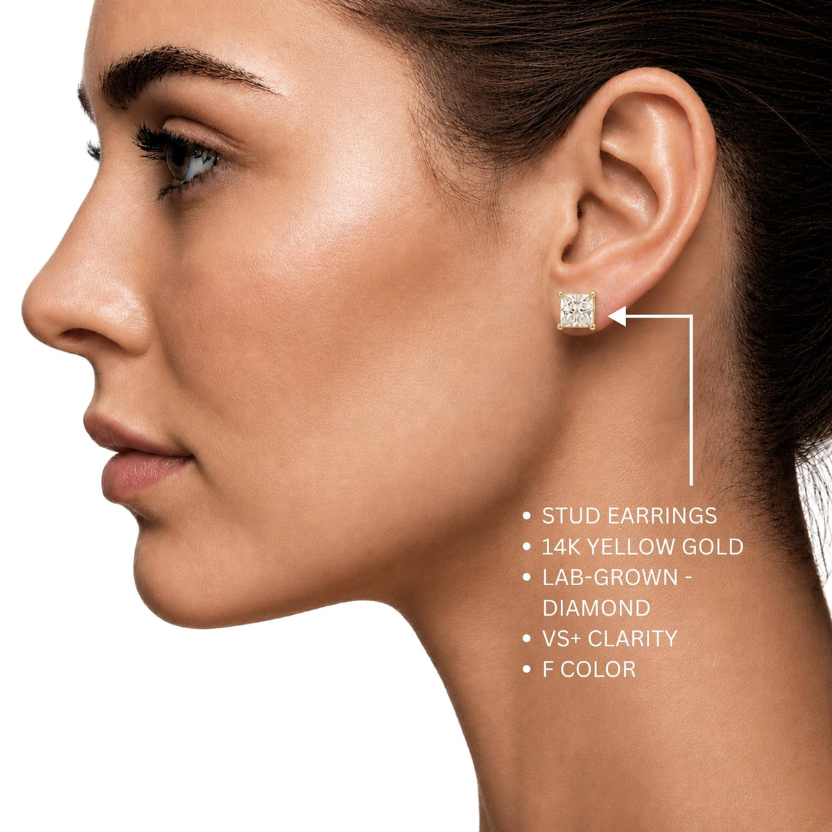 Diamonair Solitaire 4 Prong Earrings Set - Lab Grown Diamond 14K Gold Solitaire 4 Prong Earrings