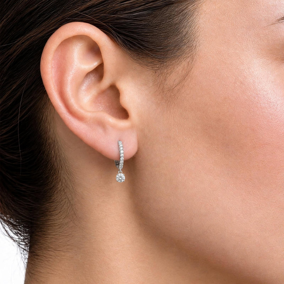 1-3 ctw Mixed Cut Hoop Earrings