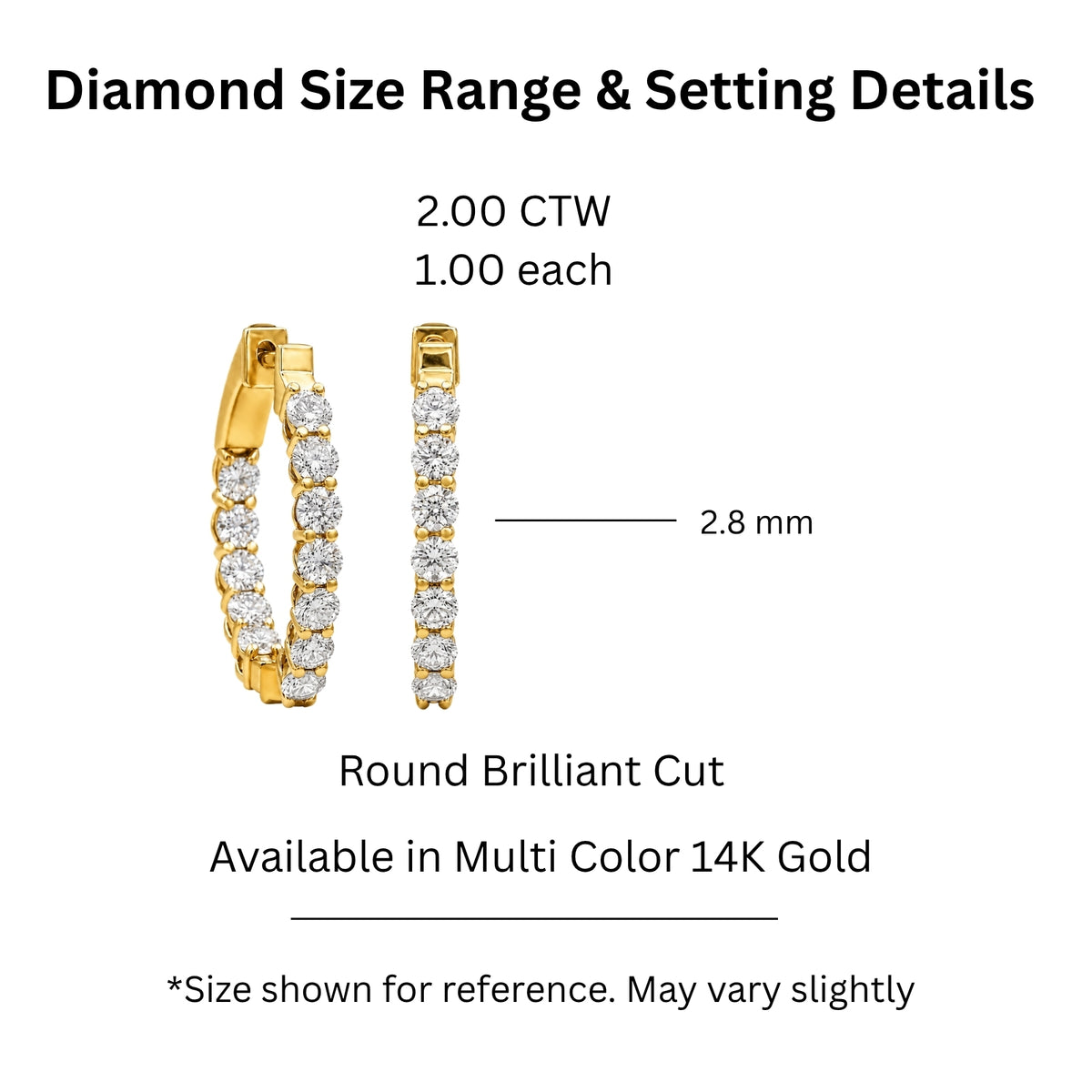 1.00 - 3.00 Carat T.W. Round-cut Lab Grown Diamond (F/VS+) 14K Gold Hoop Earrings