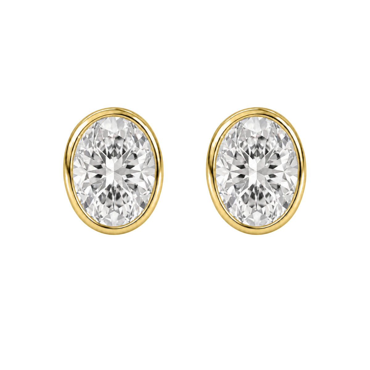 Oval Bezel Stud Earrings