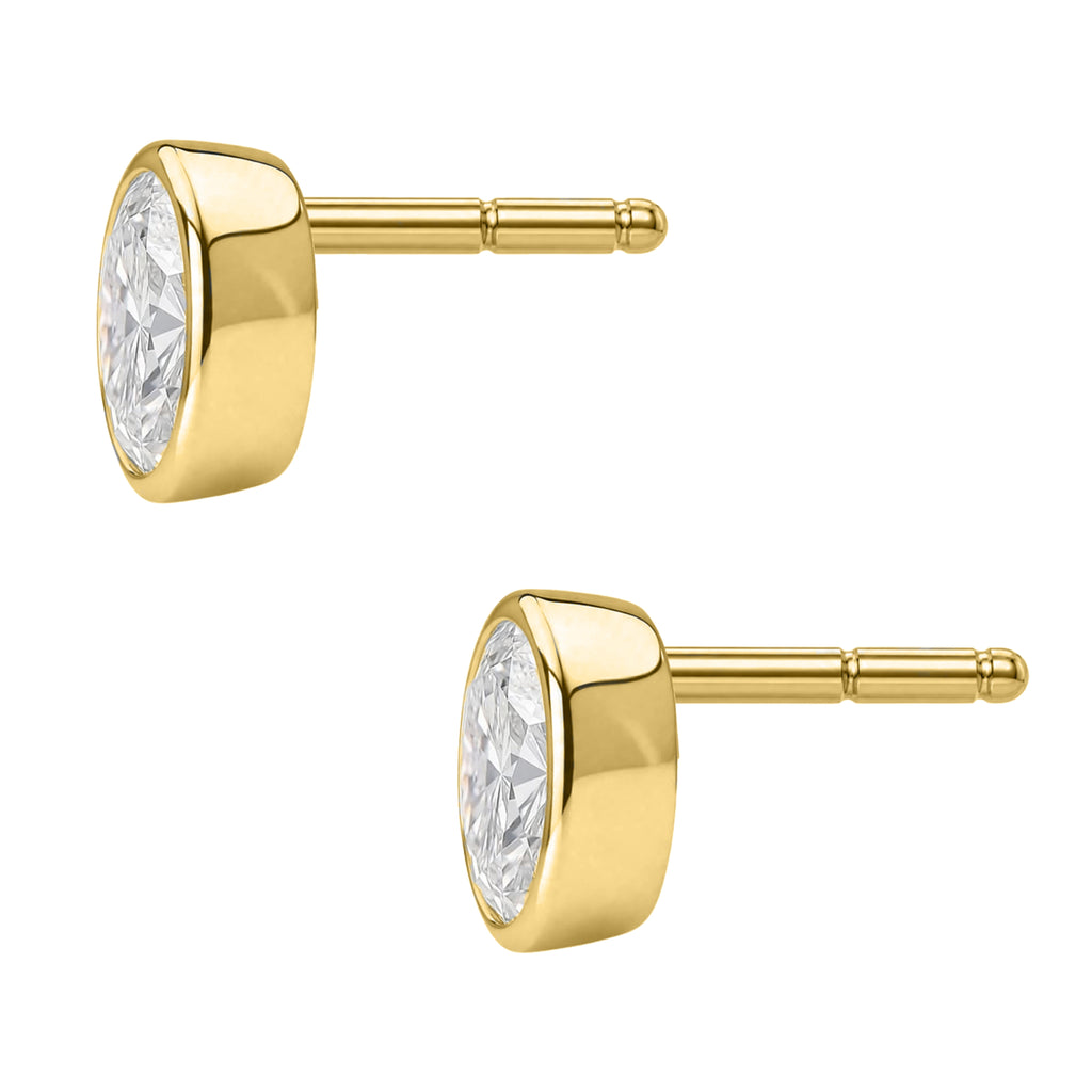 Oval Bezel Stud Earrings