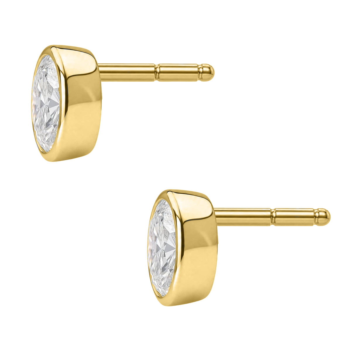 Oval Bezel Stud Earrings