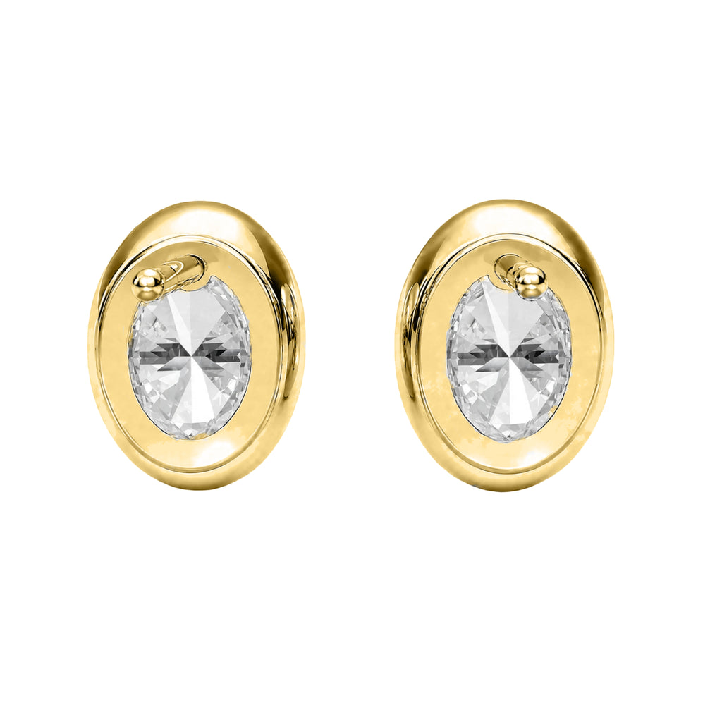Oval Bezel Stud Earrings