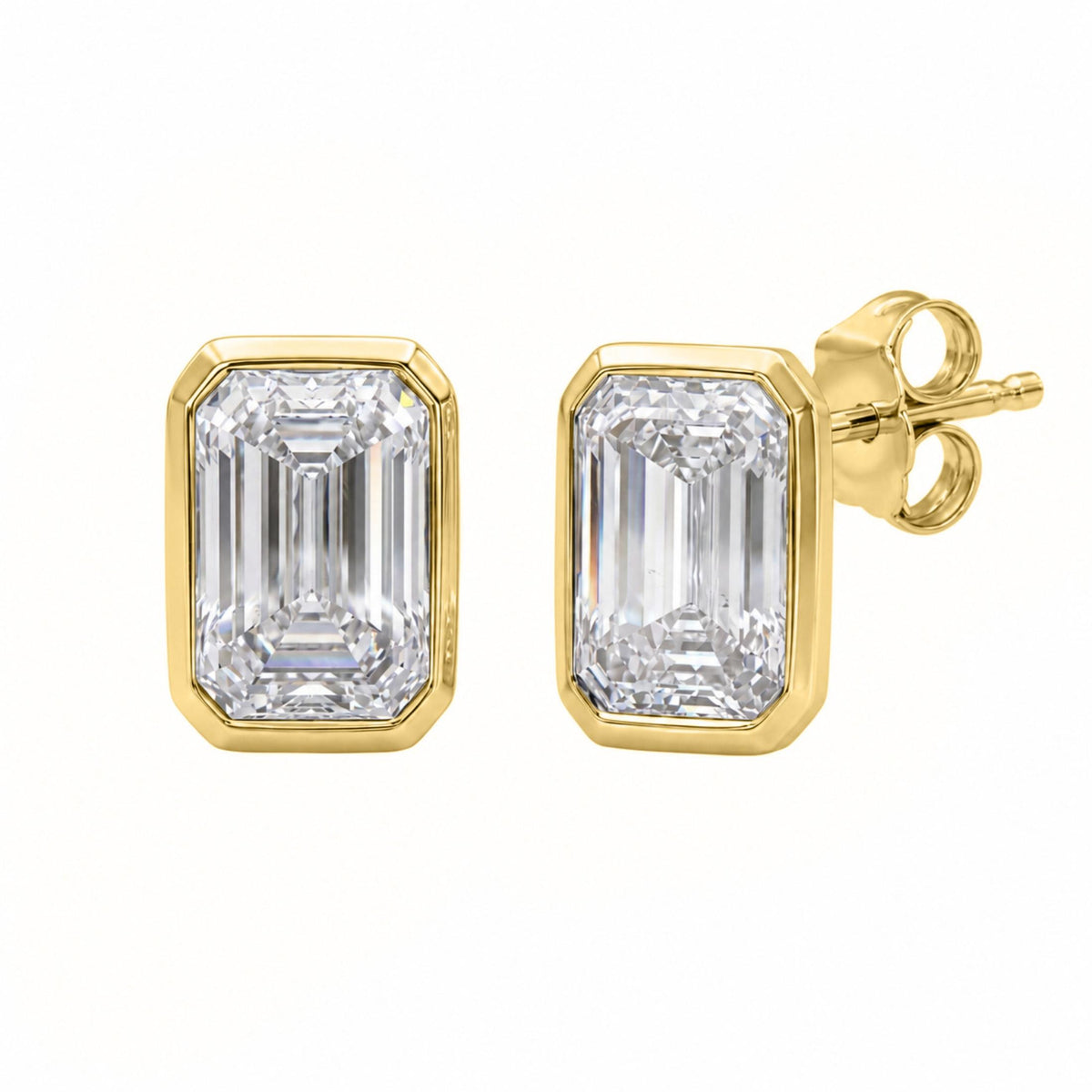 1-2 ctw Emerald Bezel Stud Earrings