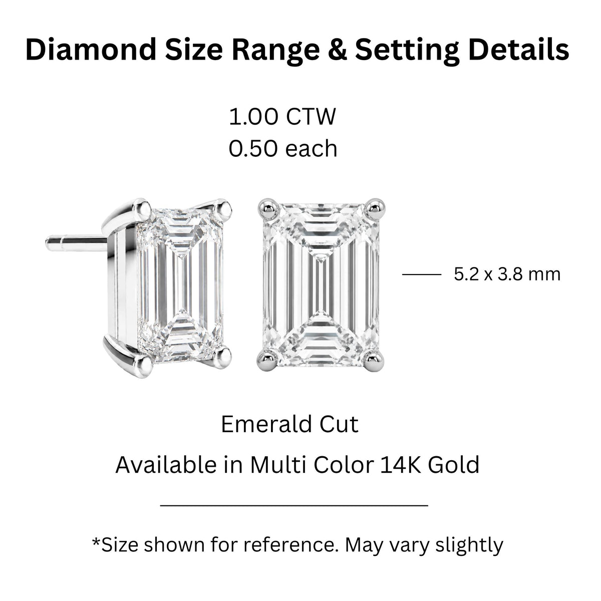 Diamonair Solitaire 4 Prong Earrings Set - Lab Grown Diamond 14K Gold Solitaire 4 Prong Earrings