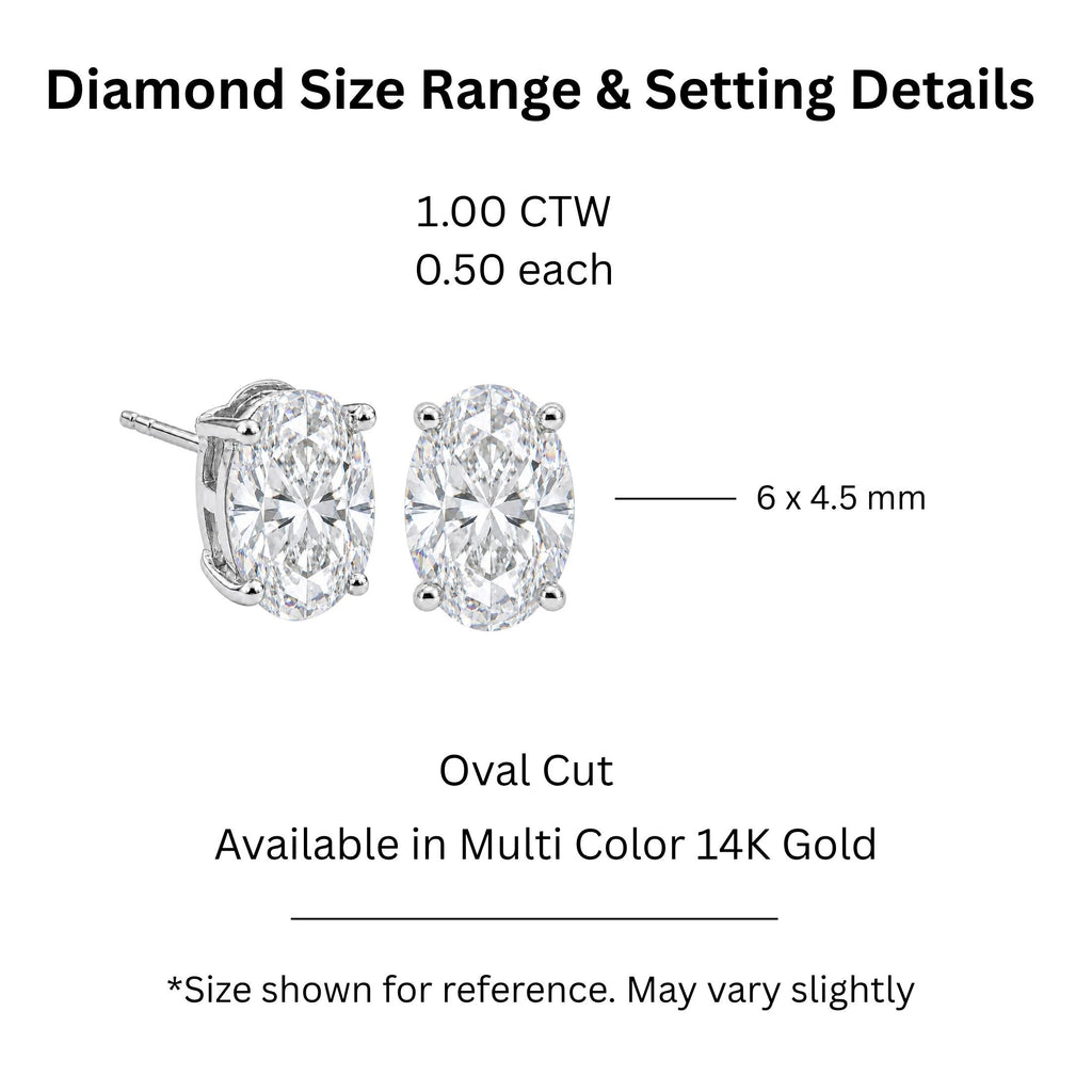 Diamonair Solitaire 4 Prong Earrings Set - Lab Grown Diamond 14K Gold Solitaire 4 Prong Earrings