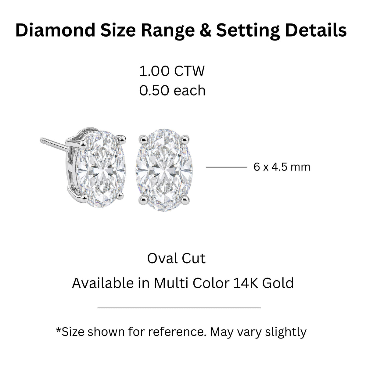 Diamonair Solitaire 4 Prong Earrings Set - Lab Grown Diamond 14K Gold Solitaire 4 Prong Earrings