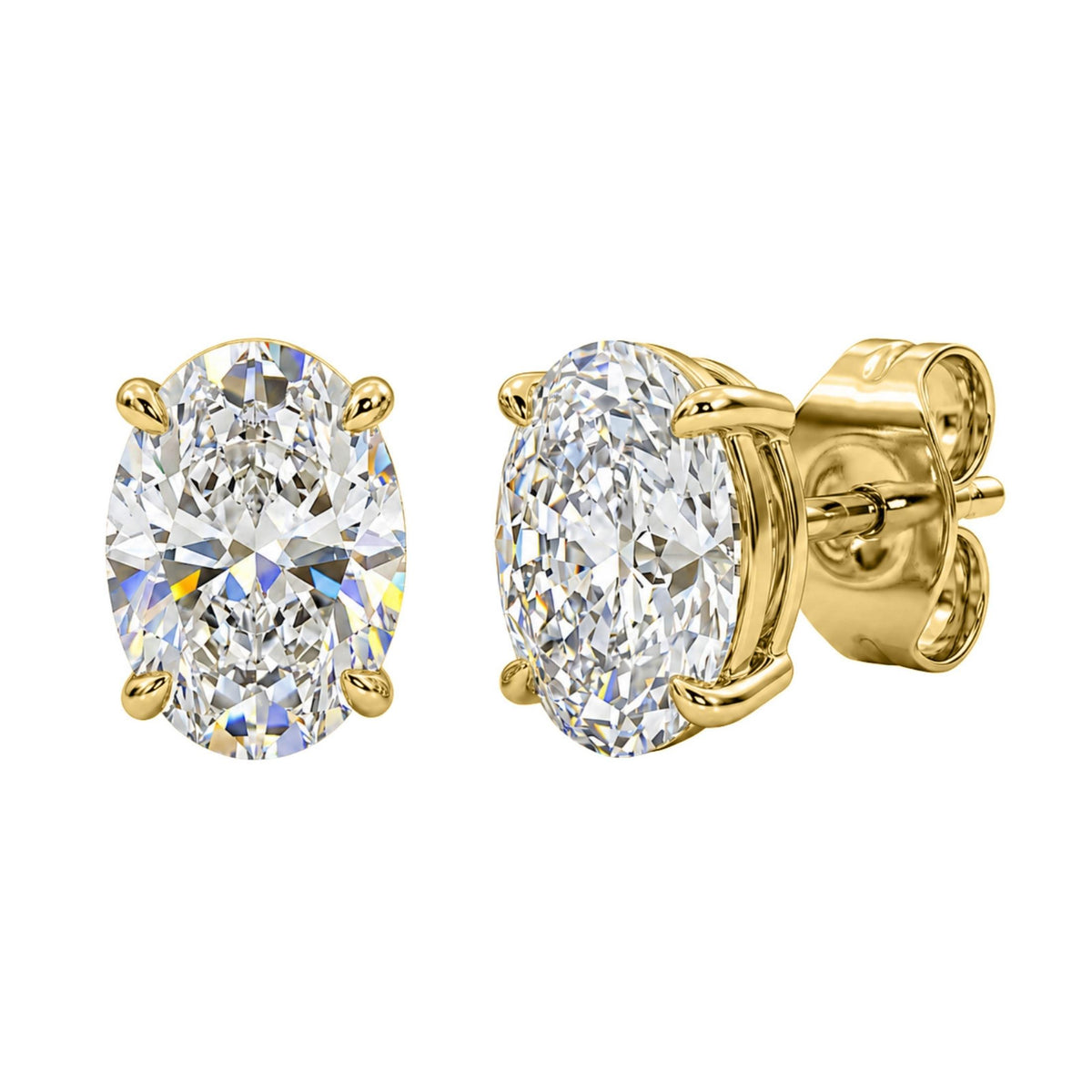 Diamonair Solitaire 4 Prong Earrings Set - Lab Grown Diamond 14K Gold Solitaire 4 Prong Earrings