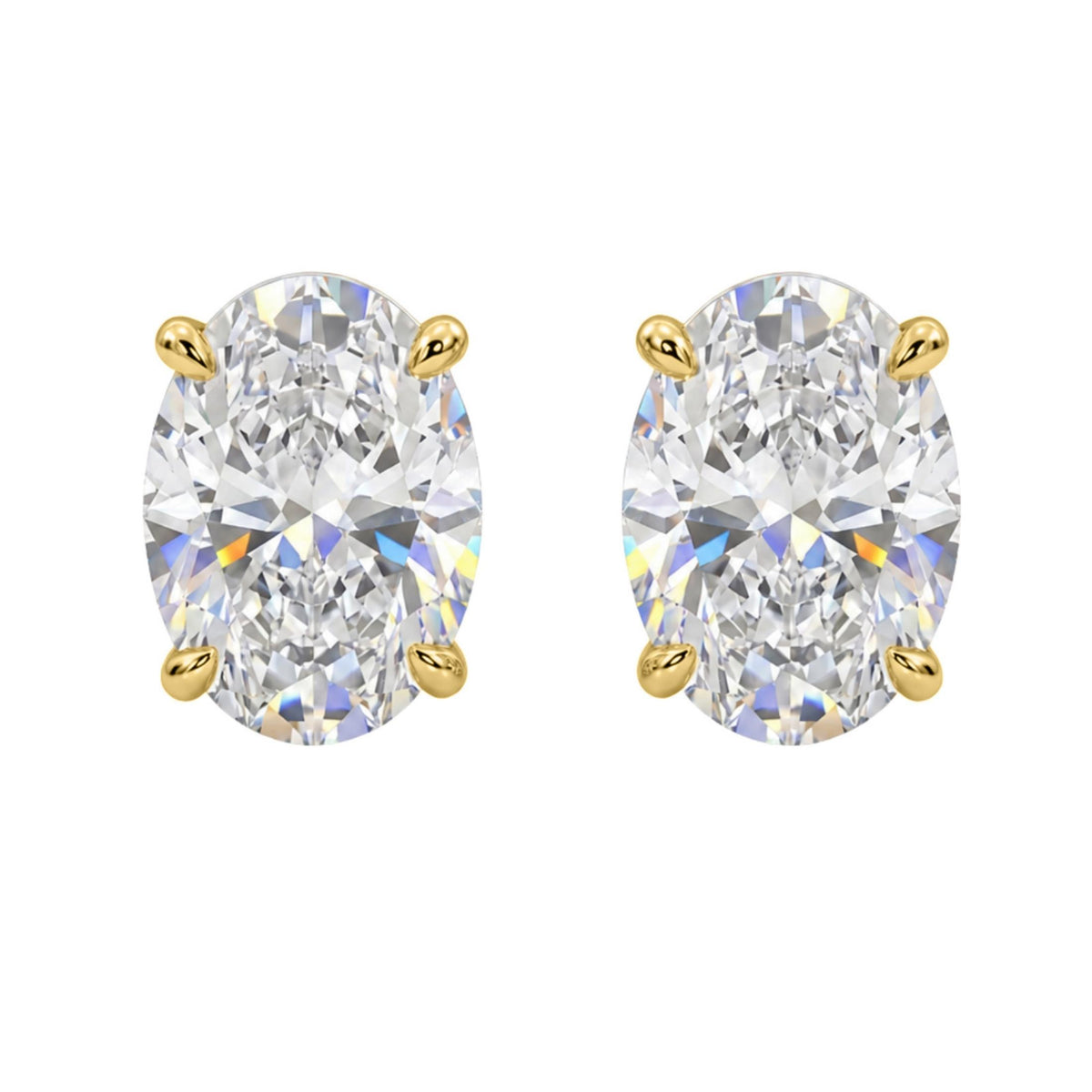 Diamonair Solitaire 4 Prong Earrings Set - Lab Grown Diamond 14K Gold Solitaire 4 Prong Earrings