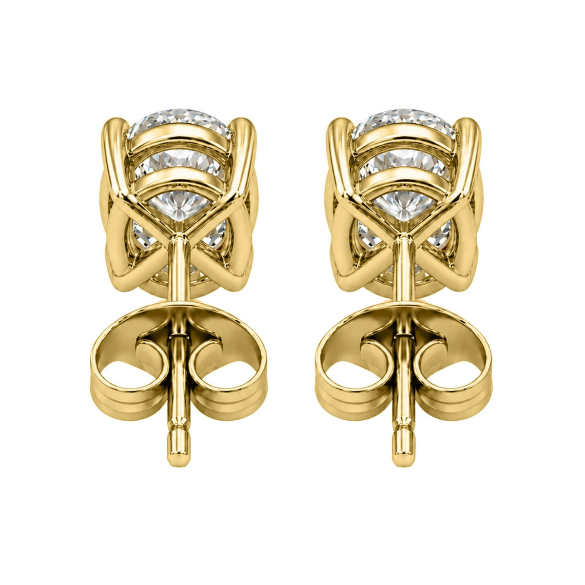 Diamonair Solitaire 4 Prong Earrings Set - Lab Grown Diamond 14K Gold Solitaire 4 Prong Earrings