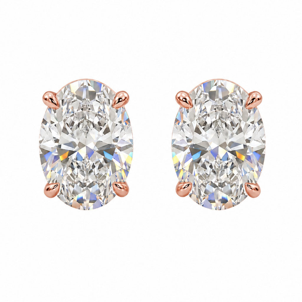 Diamonair Solitaire 4 Prong Earrings Set - Lab Grown Diamond 14K Gold Solitaire 4 Prong Earrings