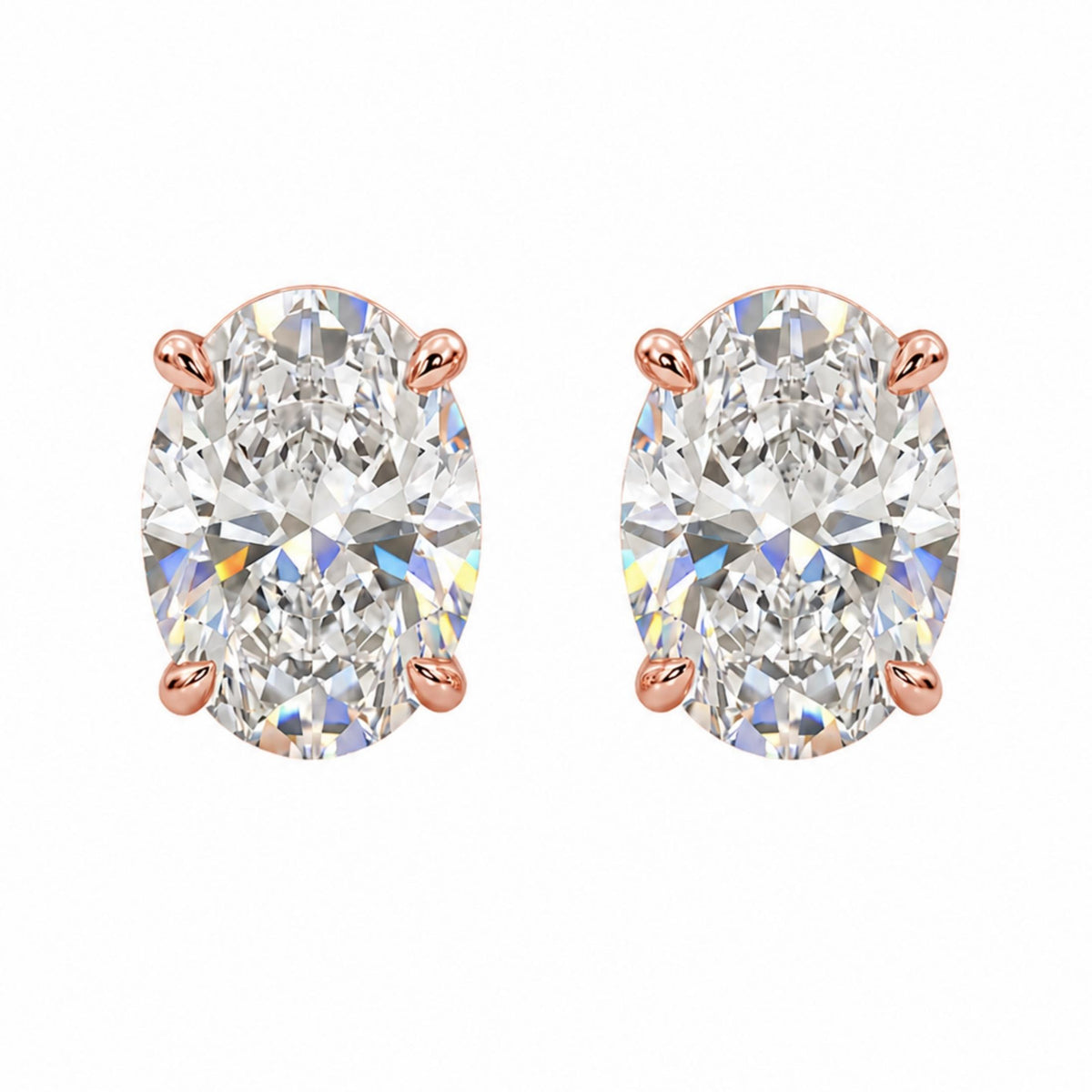 Diamonair Solitaire 4 Prong Earrings Set - Lab Grown Diamond 14K Gold Solitaire 4 Prong Earrings