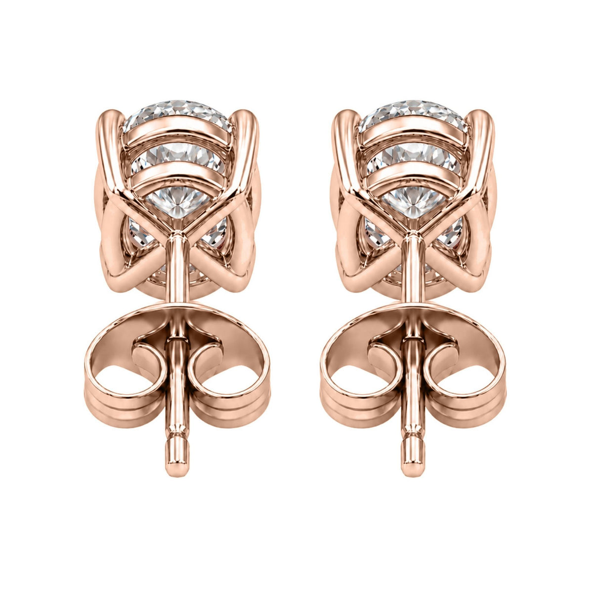 Diamonair Solitaire 4 Prong Earrings Set - Lab Grown Diamond 14K Gold Solitaire 4 Prong Earrings