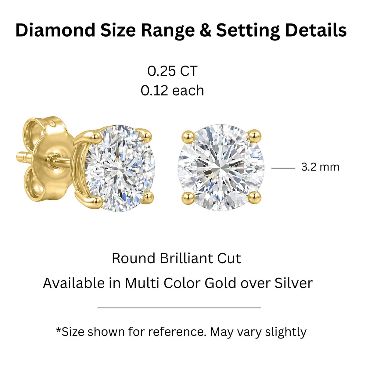 Diamonair 4 Prong Stud Earings Set - Lab Grown Diamond Sterling Silver Stud Earrings