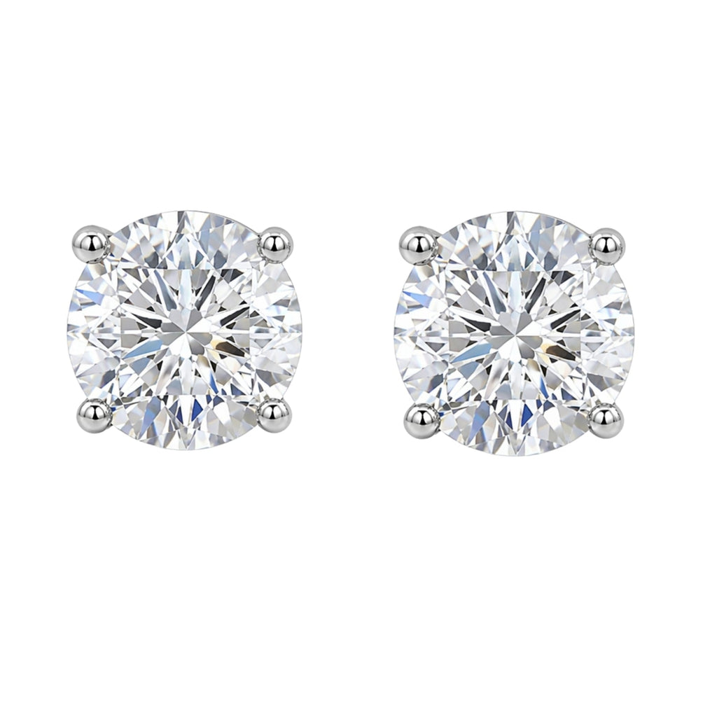 Diamonair Lab Grown Diamond (F/VS+) 1.00 carat Round cut Sterling Silver Stud Earrings