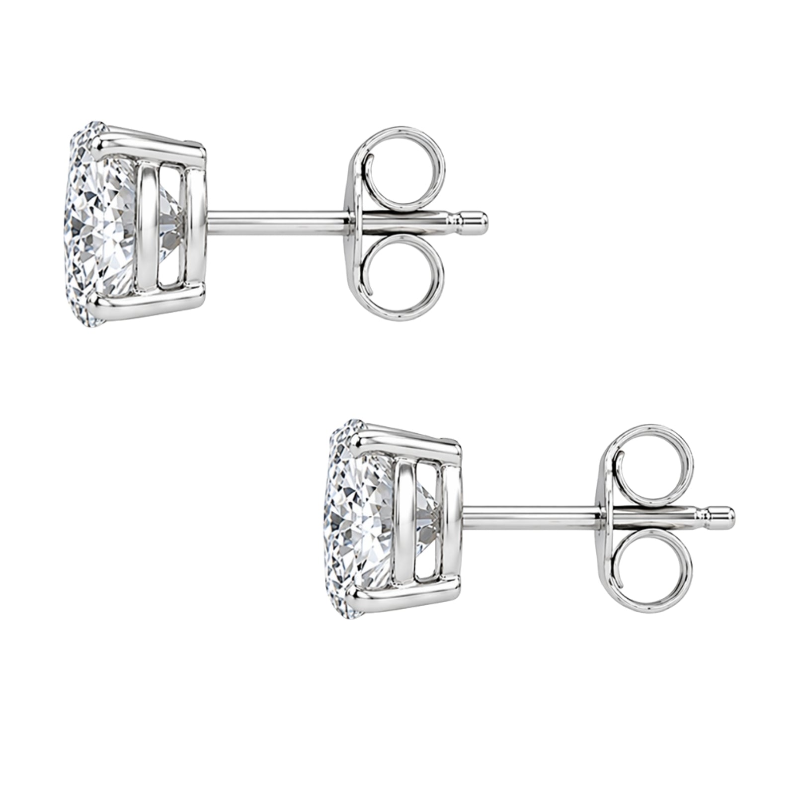 Diamonair Lab Grown Diamond (F/VS+) 1.00 carat Round cut Sterling Silver Stud Earrings