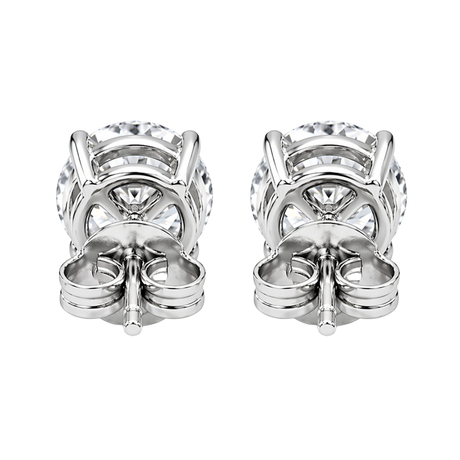 Diamonair Lab Grown Diamond (F/VS+) 1.00 carat Round cut Sterling Silver Stud Earrings