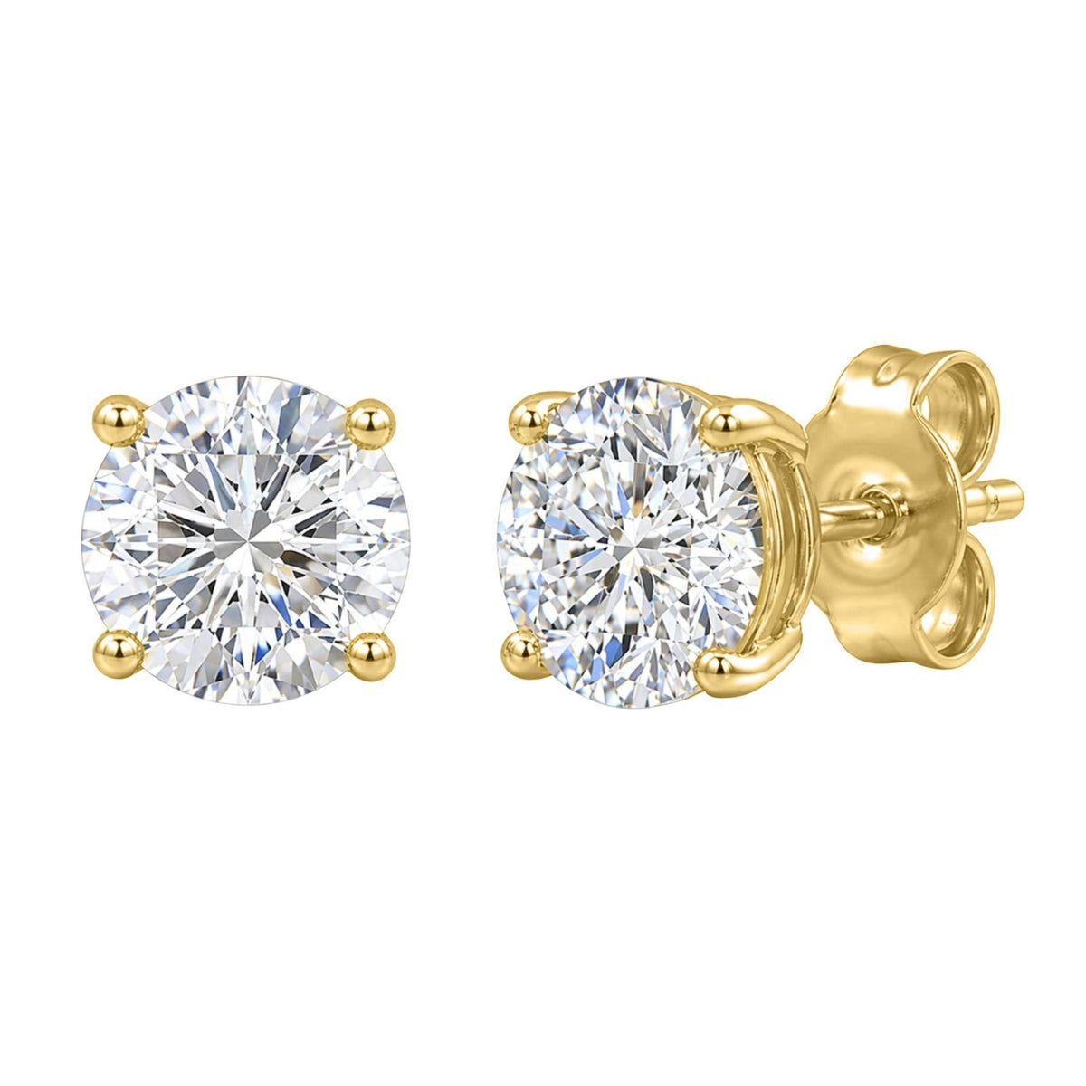 Diamonair 4 Prong Stud Earings Set - Lab Grown Diamond Sterling Silver Stud Earrings