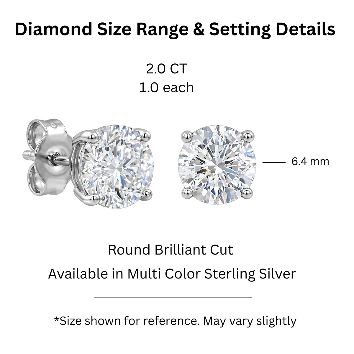 Diamonair 4 Prong Stud Earings Set - Lab Grown Diamond Sterling Silver Stud Earrings