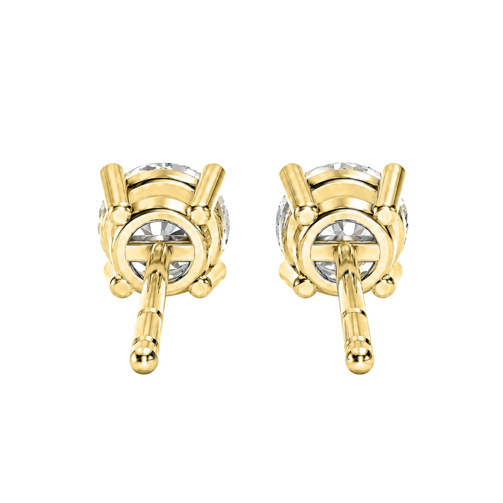 Diamonair Lab Grown Diamond (F/VS+) 2.00 carat Round cut Gold over Silver Stud Earrings