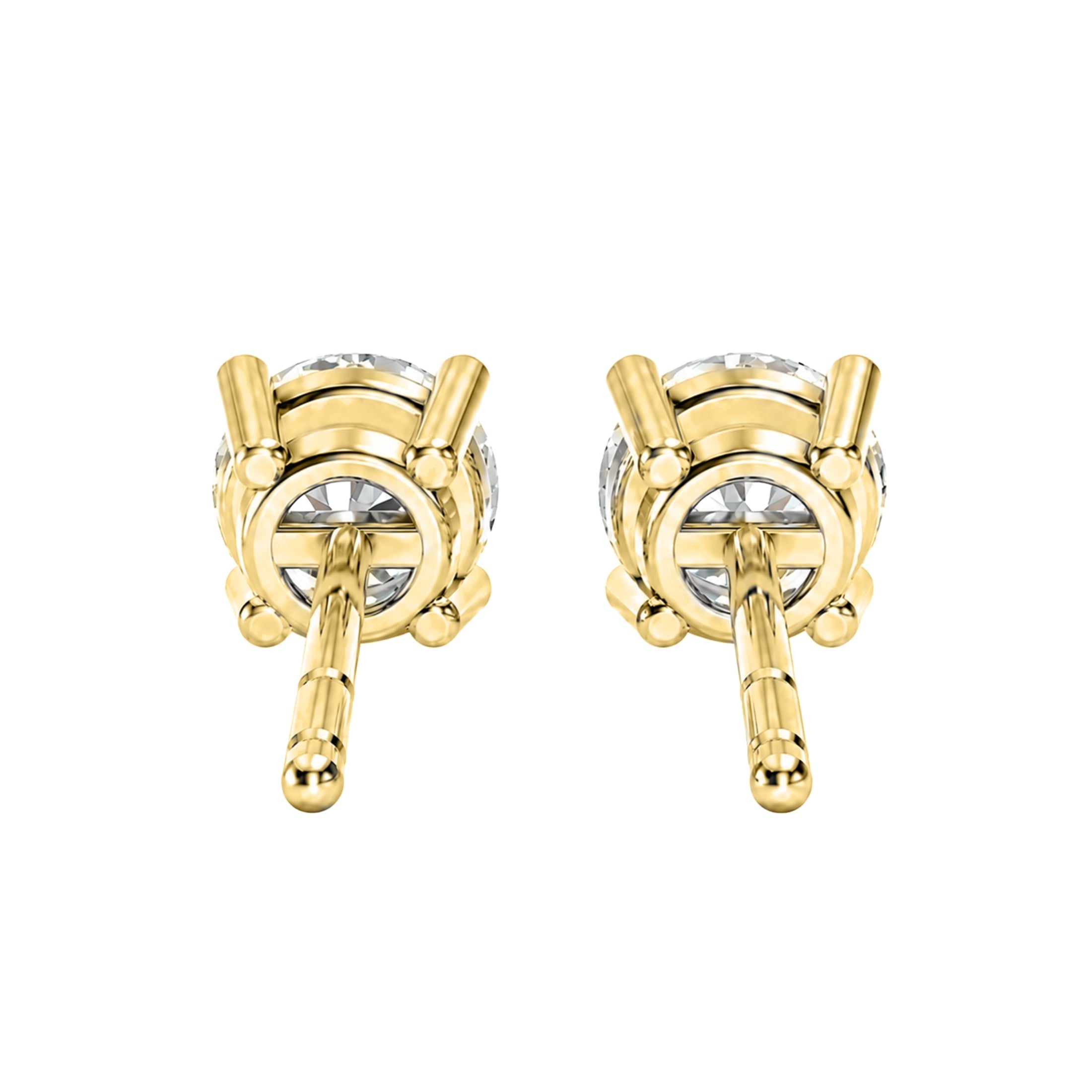 Diamonair Lab Grown Diamond (F/VS+) 2.00 carat Round cut Gold over Silver Stud Earrings