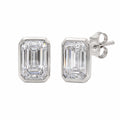 1.00-2.00 Carat T.W. Emerald-cut Lab Grown Diamond (F/VS+) 14K Gold Bezel set Stud Earrings with Double Notch Post & Pushback