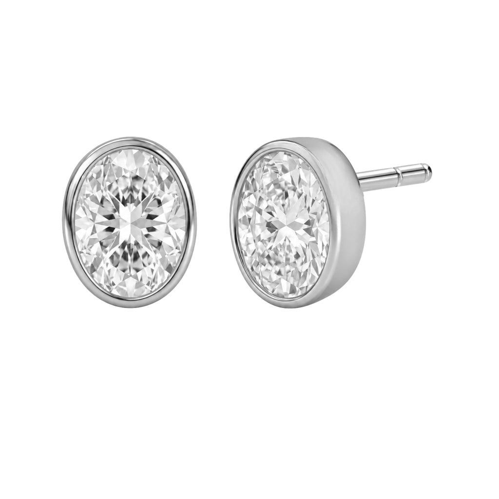 Oval Bezel Stud Earrings