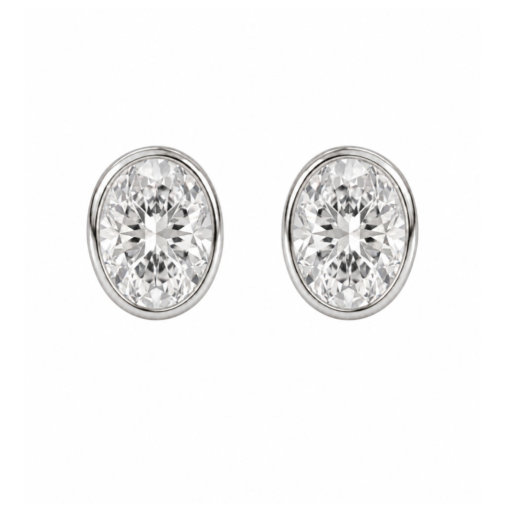Oval Bezel Stud Earrings