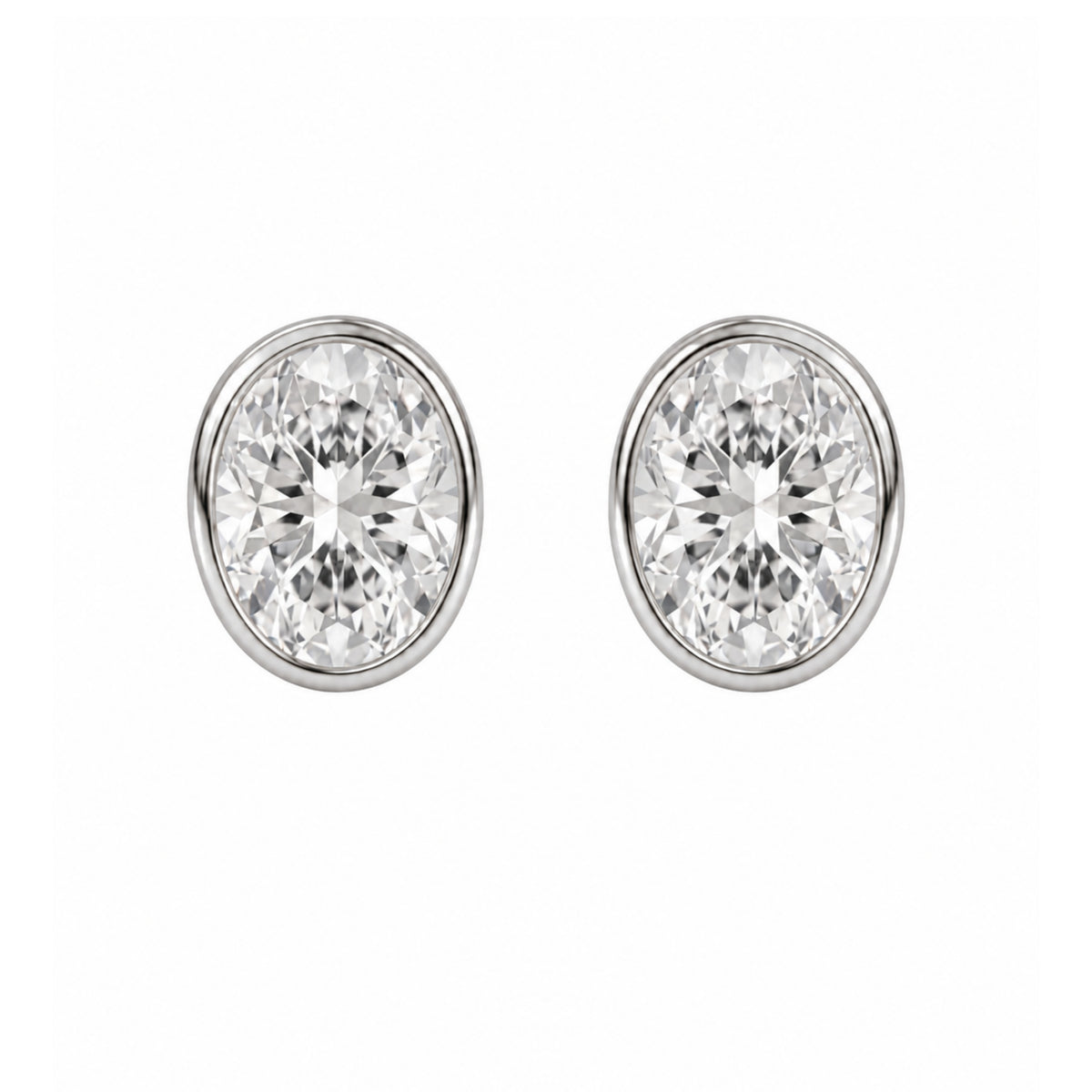 Oval Bezel Stud Earrings