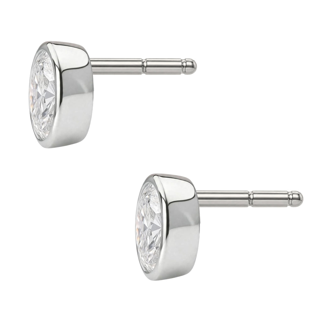 Oval Bezel Stud Earrings
