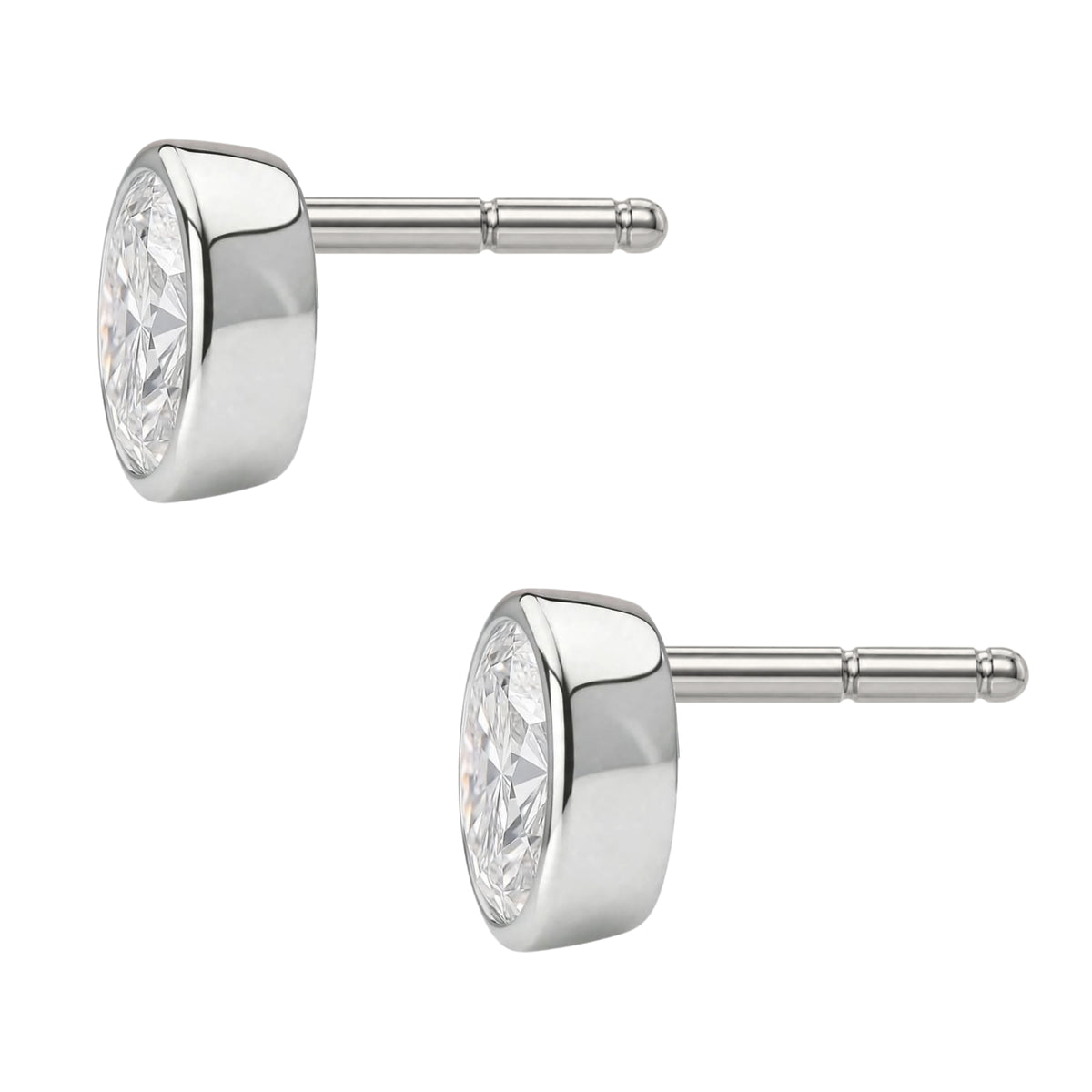 Oval Bezel Stud Earrings