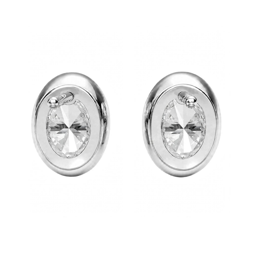 Oval Bezel Stud Earrings