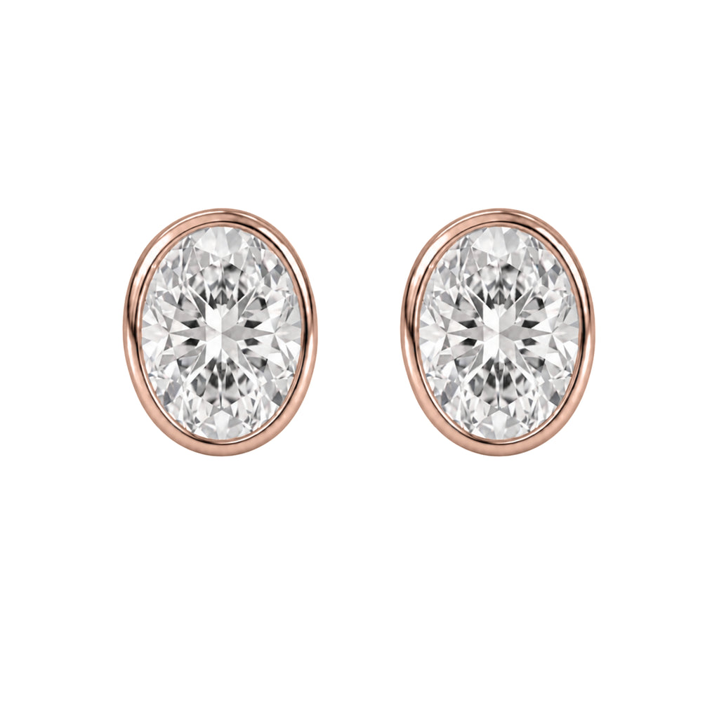 Oval Bezel Stud Earrings