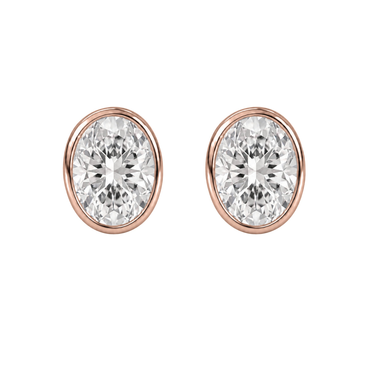 Oval Bezel Stud Earrings