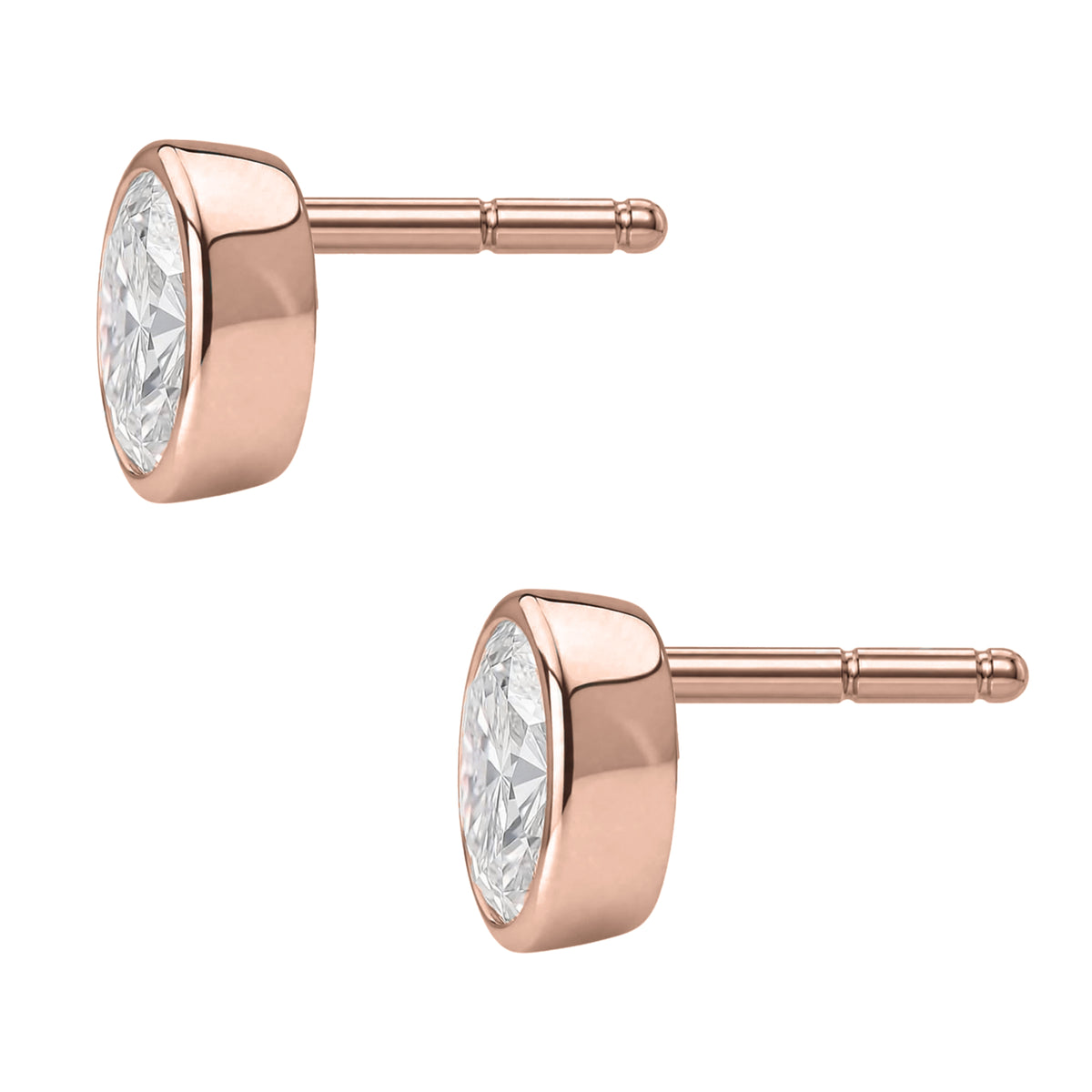 Oval Bezel Stud Earrings