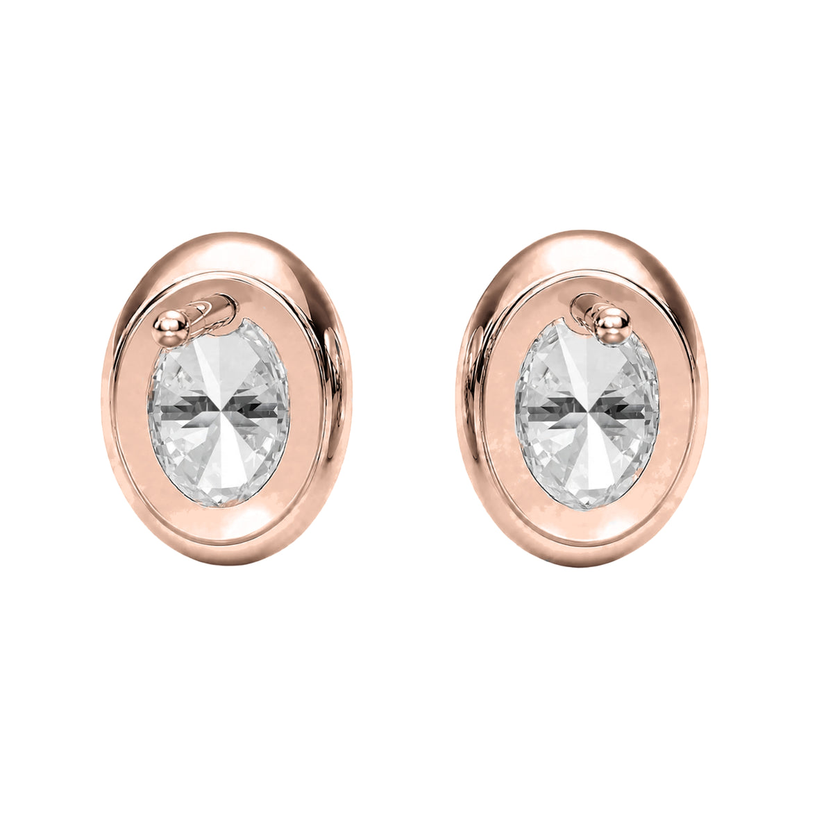 Oval Bezel Stud Earrings