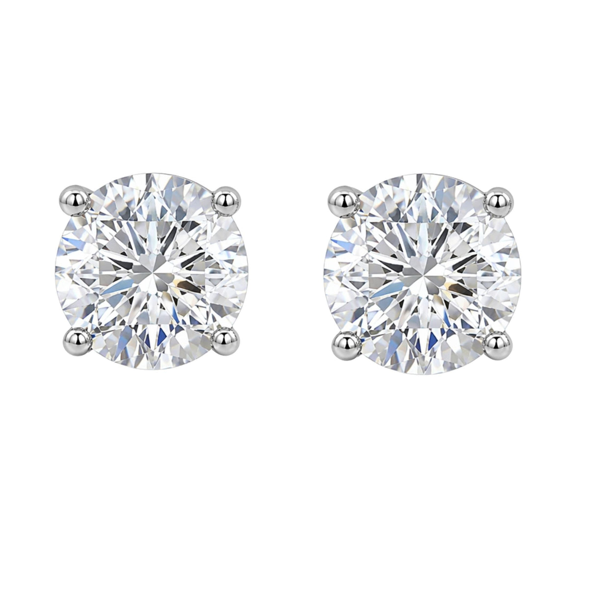 Diamonair 4 Prong Stud Earings Set - Lab Grown Diamond Sterling Silver Stud Earrings