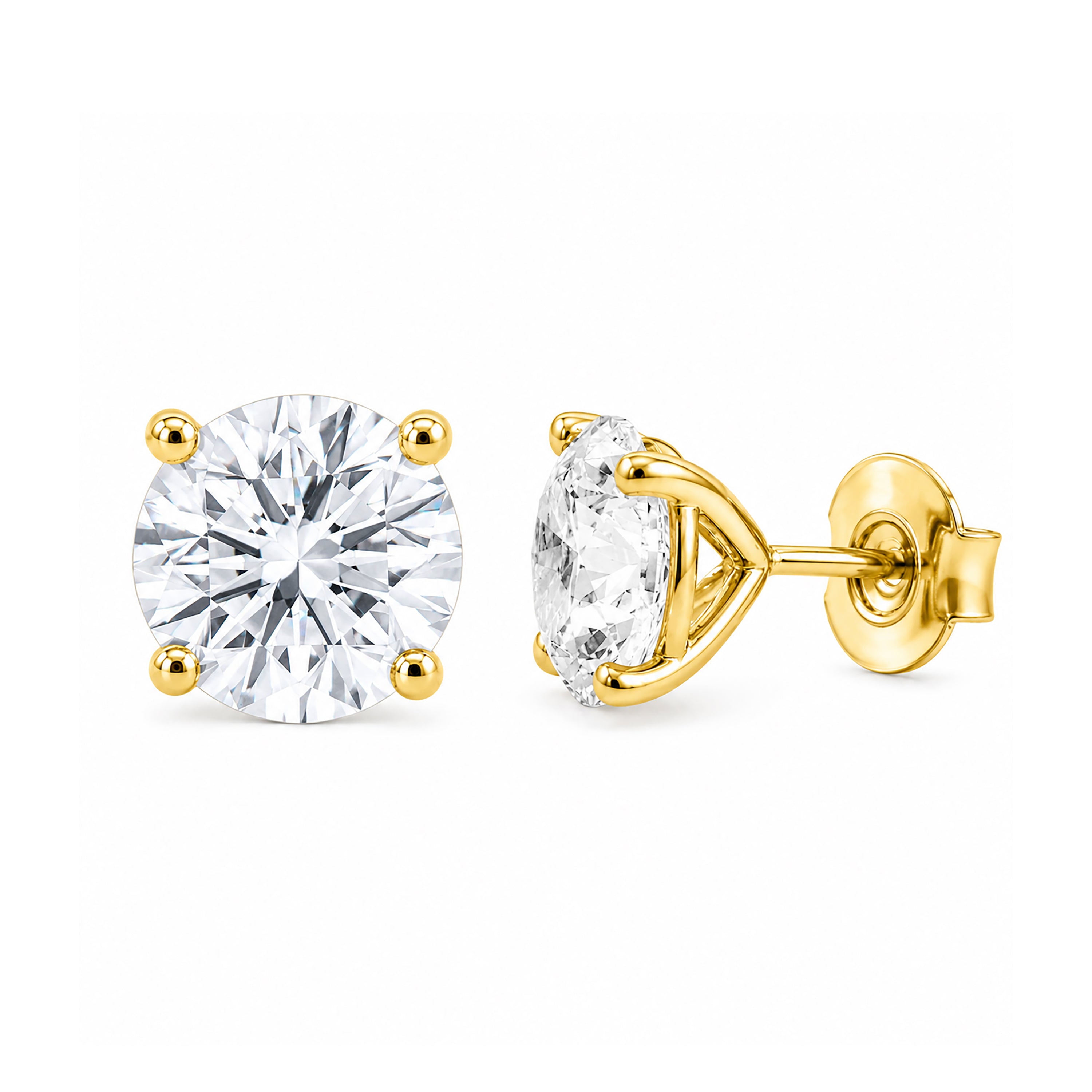 Diamonair Lab Grown Diamond (F/VS+) 5.00 carat Round cut Sterling Silver Stud Earrings - Sterling Silver | Gold over Silver