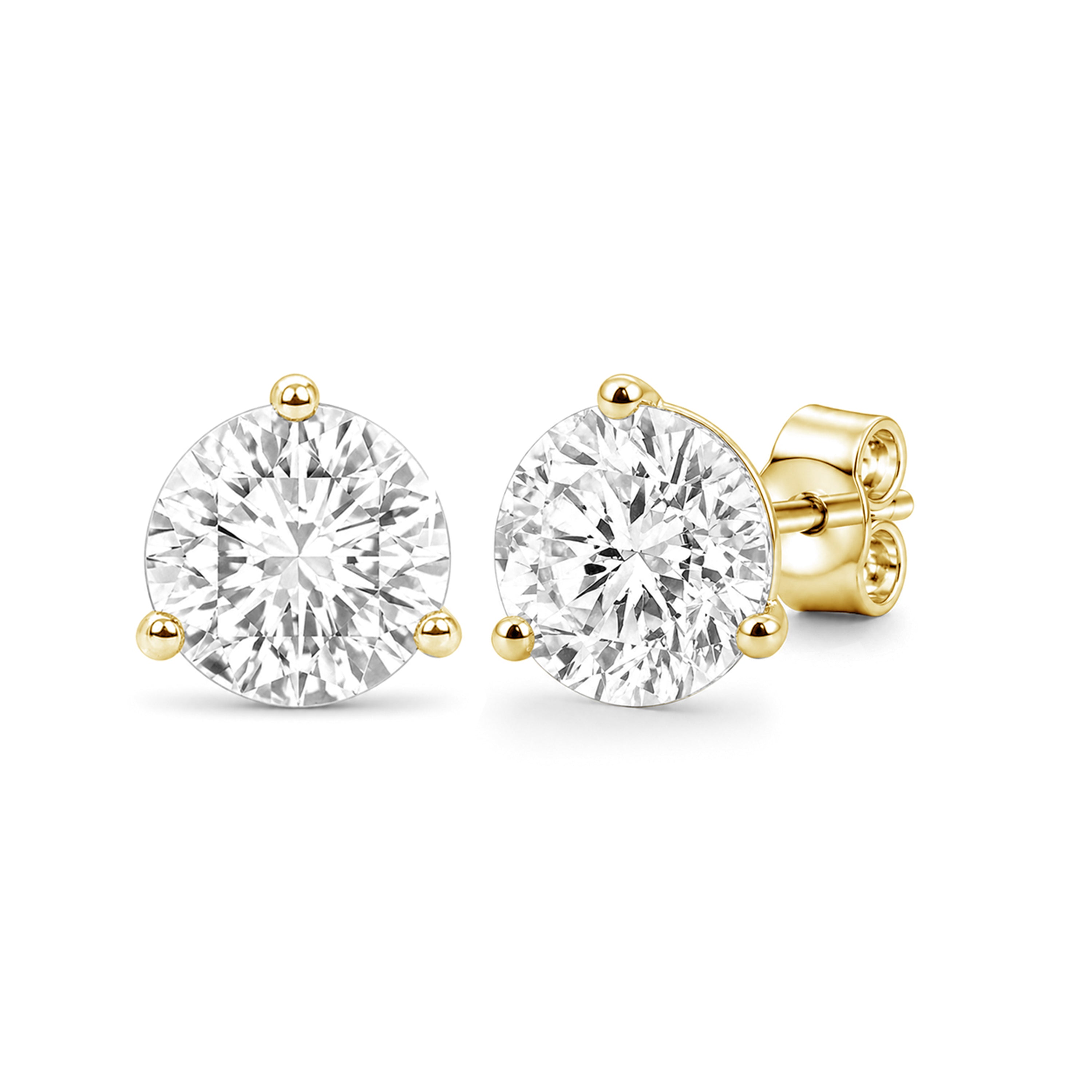 Diamonair Lab-Grown Diamond Earrings for Women | Gold over Silver | Emerald Cut | Prong, Push Back | F Color, VS+ Clarity | 2.00 Total Carat Weight | Anniversary, Wedding, Birthday Gift