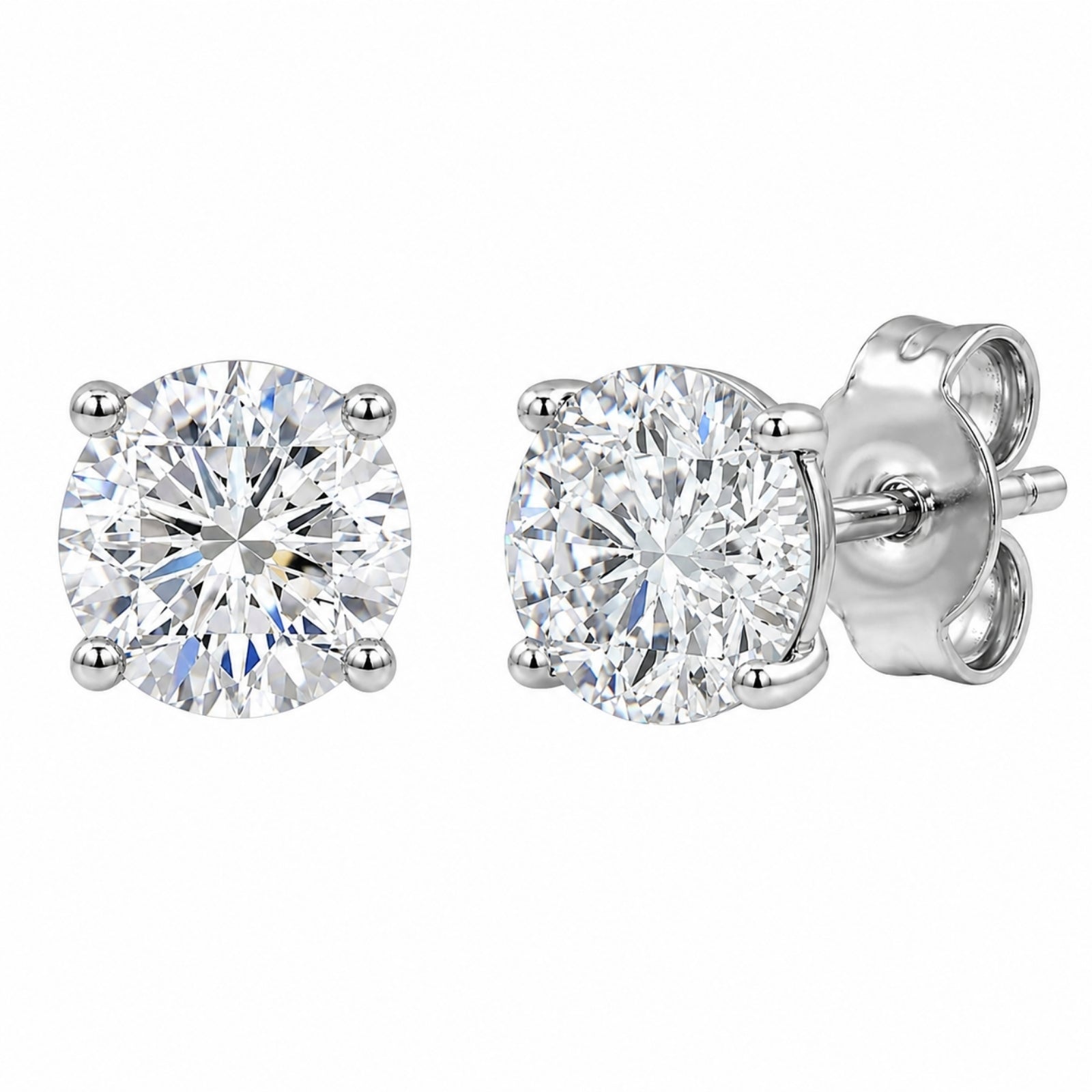 Diamonair Lab Grown Diamond (F/VS+) 1.00 carat Round cut Sterling Silver Stud Earrings - Sterling Silver