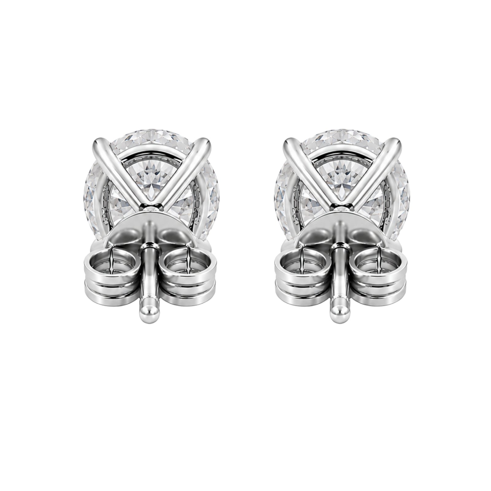 Diamonair Lab Grown Diamond (F/VS+) 1.00 carat Round cut Sterling Silver Stud Earrings - Sterling Silver