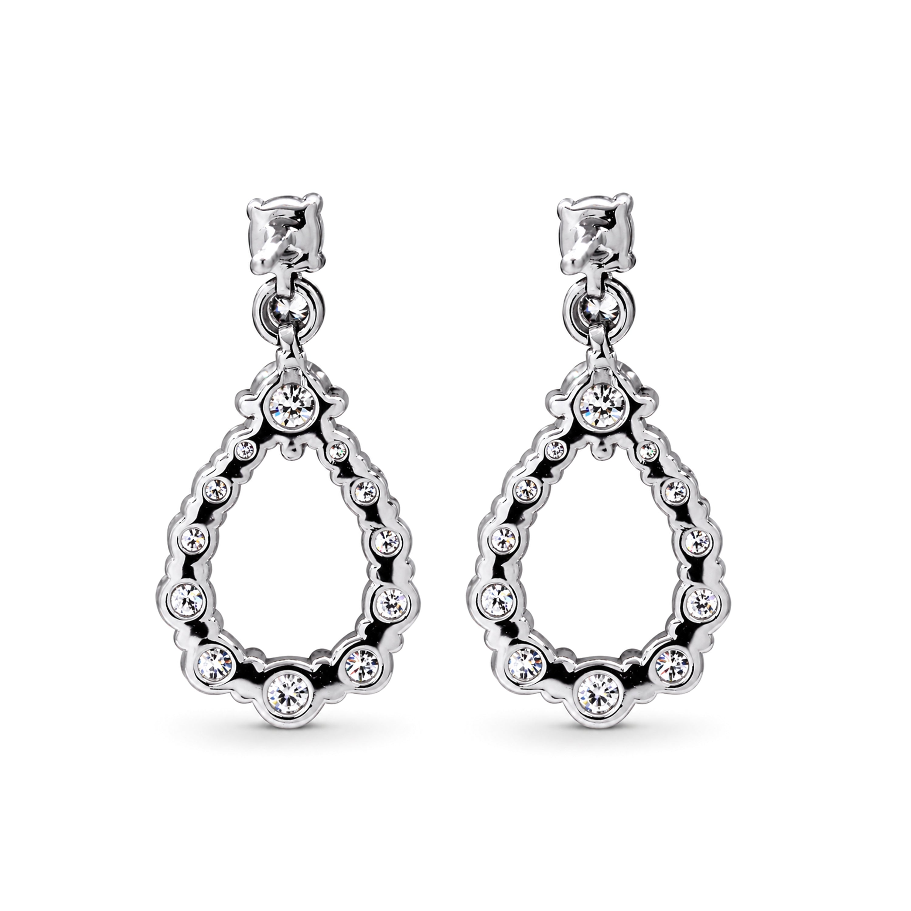 Diamonair Lab Grown Diamond (F/VS+) 2.00 carat Round cut Sterling Silver Dangle Earrings - Sterling Silver | Gold over Silver